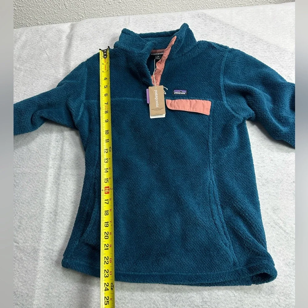 Patagonia Girls Re-Tool Snap-T Pullover Sweater Crater Blue Pink SZ XL NEW NWT